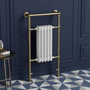 Sierra 952x522mm Brushed Brass Heated Towel Rail